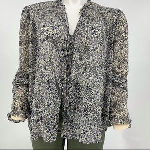 Free People Lela  Floral Print Blouse Sz XL